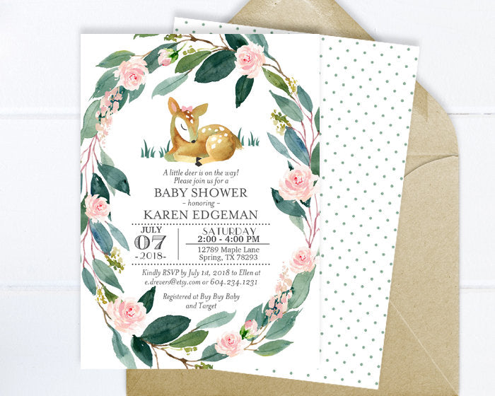 oh deer baby girl shower invitations