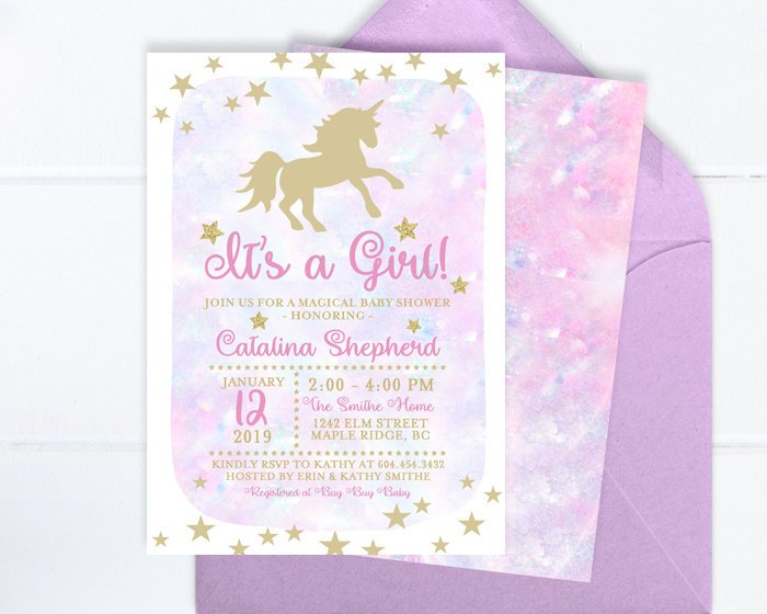 Unicorn Baby Shower Invitation Magical Unicorn Baby Shower Invitation Baby Shower Party Pastel Rainbow Baby Shower Invite