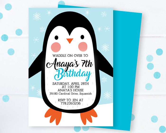 Penguin Party Invitations Printable 4