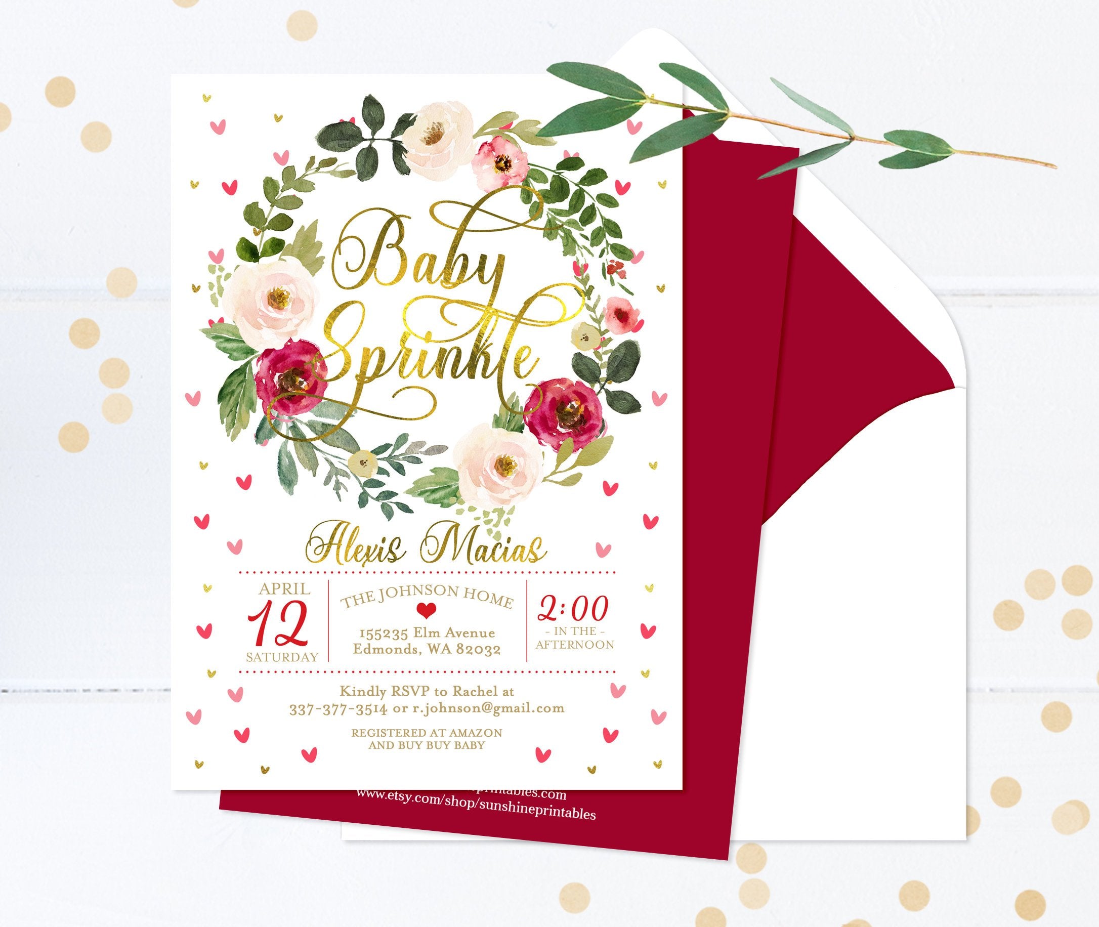 floral valentine baby sprinkle invitation girl sweetheart baby shower  invite baby girl sprinkle any event