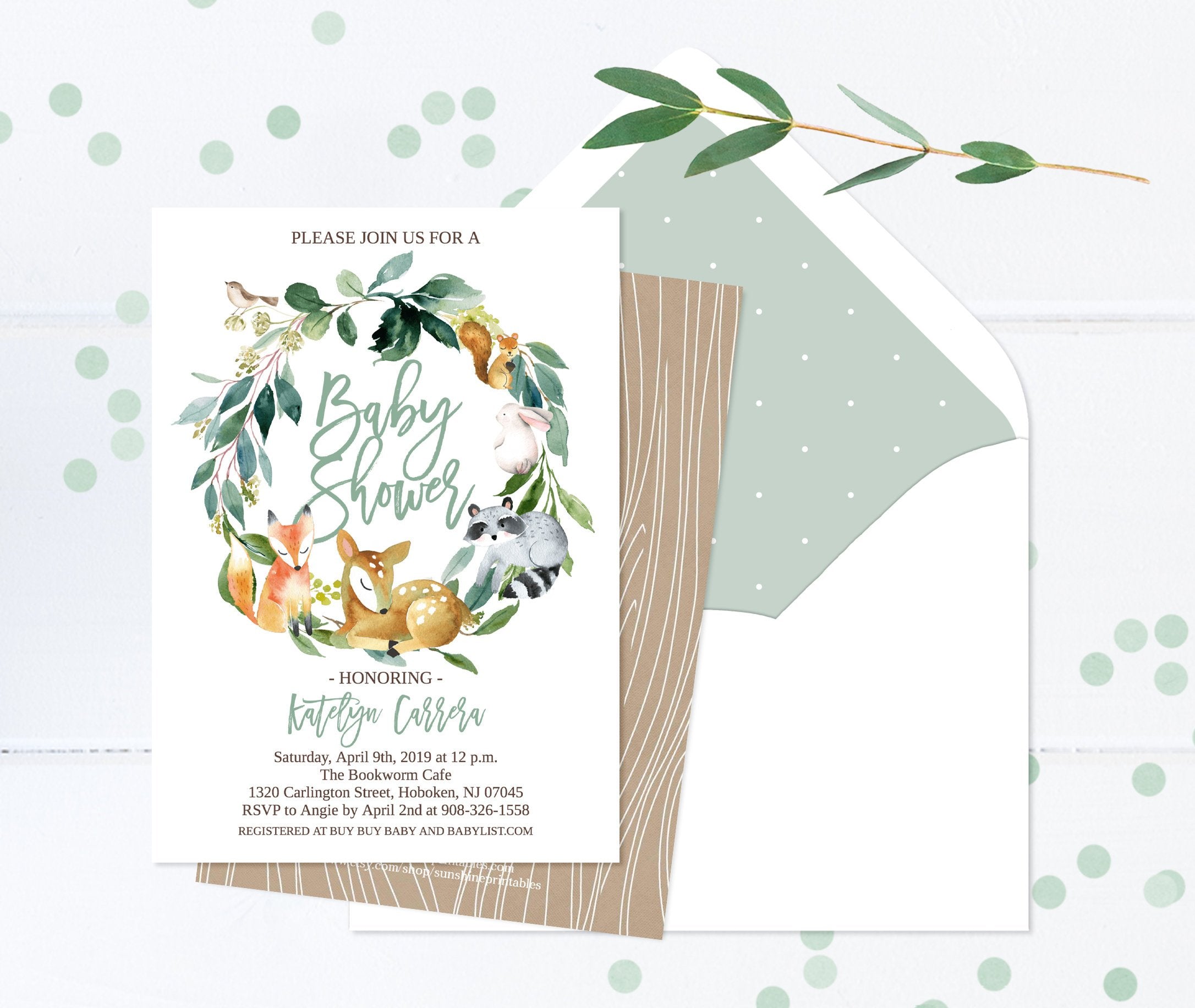 printable woodland baby shower invitations