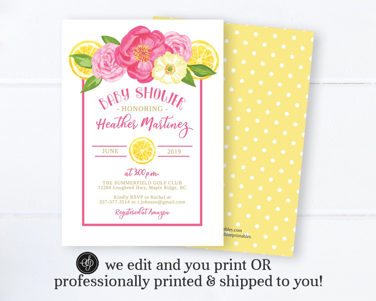 lemon baby shower invitations