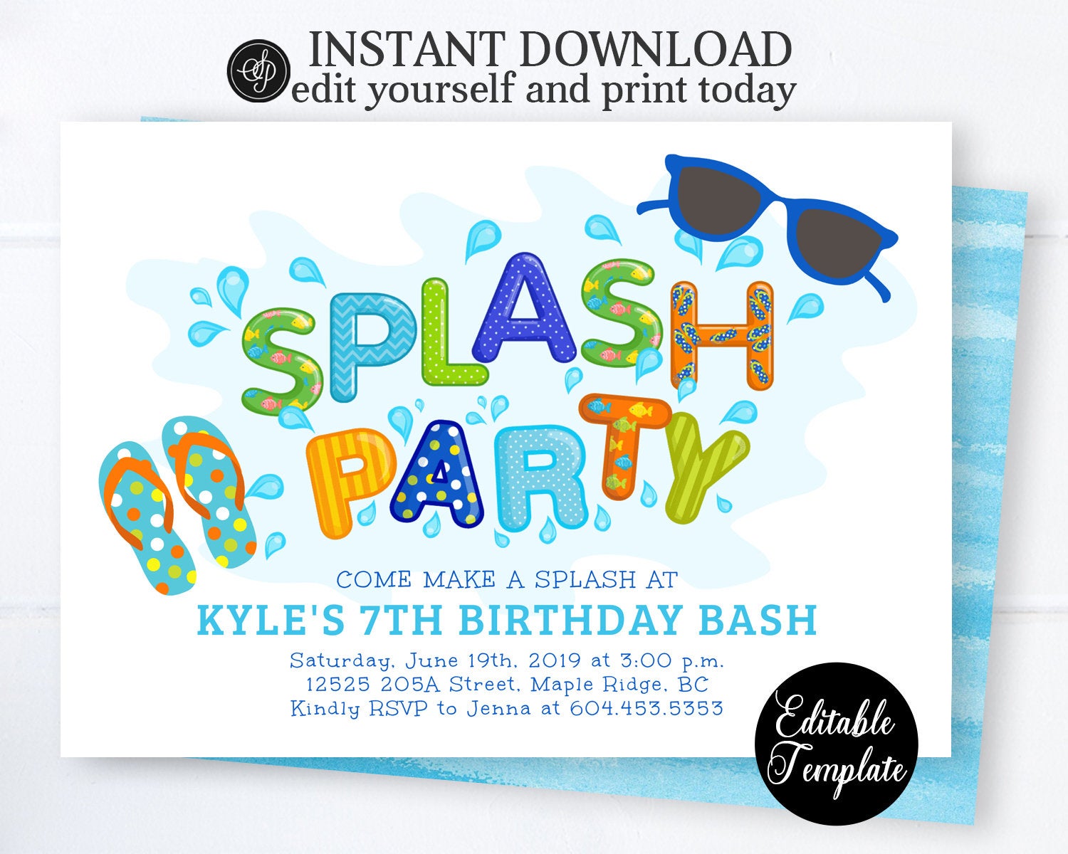 Splash Party Invitations Free Printable PRINTABLE TEMPLATES