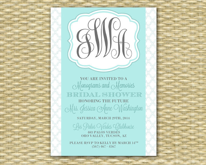 Monogram Shower Invitations Monograms and Mimosas Bridal Brunch Invitation Monogram Bridal Shower, Any Color Scheme