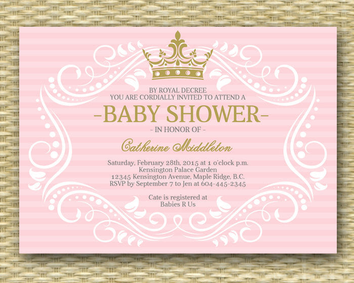 royal princess baby shower invitation little princess baby shower invite  pink gold purple gold, any colors, printable or printed