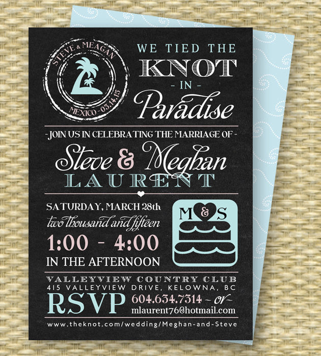 Chalkboard Destination Wedding Invitation Post Destination Wedding