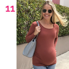 Ruby Joy Maternity Ruching Body Hugging Tee Top in Ginger