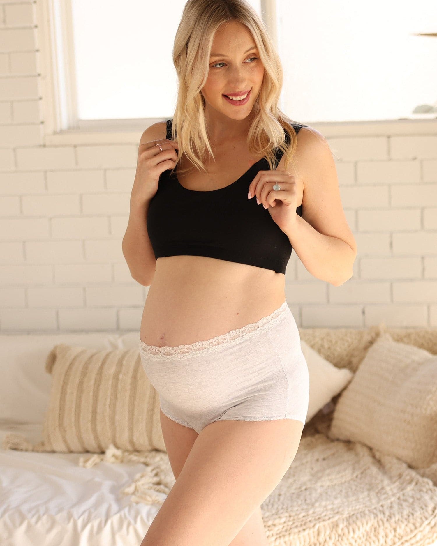 Gracie Lace Maternity Underwear in Bamboo in Dusty Pink – ANGEL