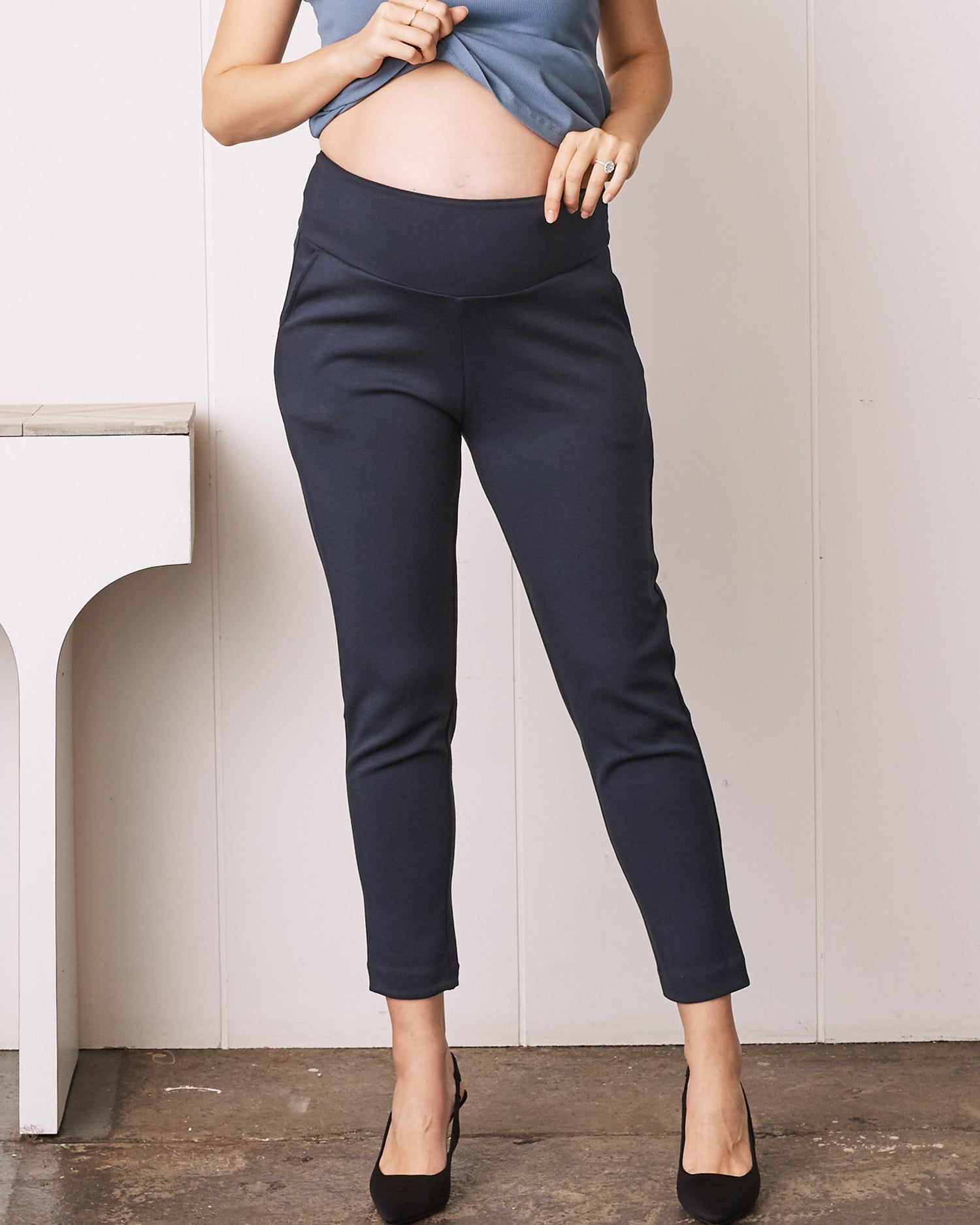 Maternity Fitted Slim Work Pants by Angel Maternity Online, THE ICONIC