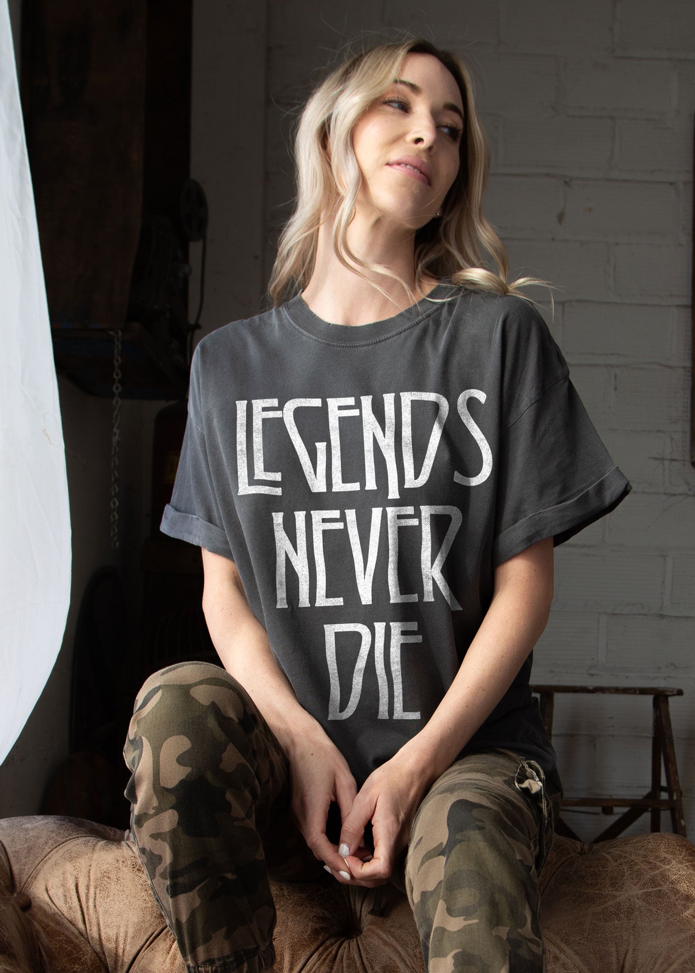 Legends Never Die Black Boyfriend Tee — Kid Dangerous