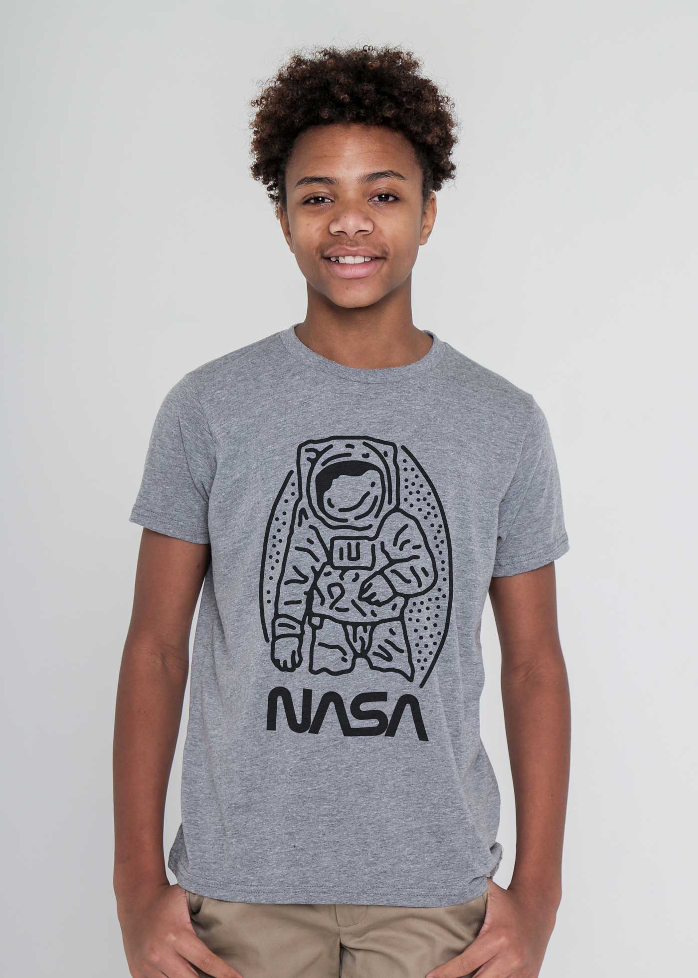 NASA Astronaut Minimal Kid\'s T-Shirt Heather Dangerous Kid — Grey