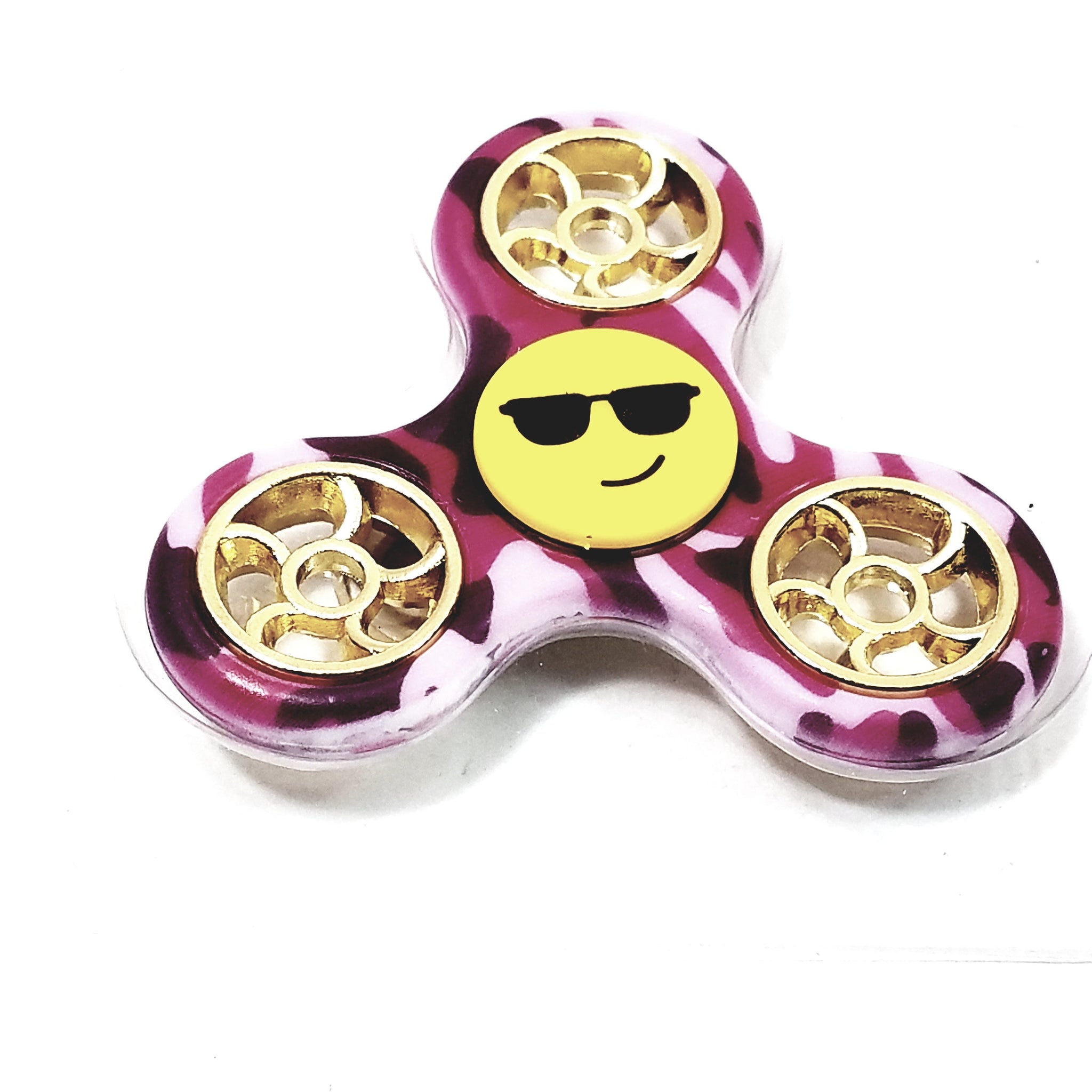 Krazy Spinner Pink Camouflage Sunglasses Emoji Gold Gears Fidget S | Enigmatoys