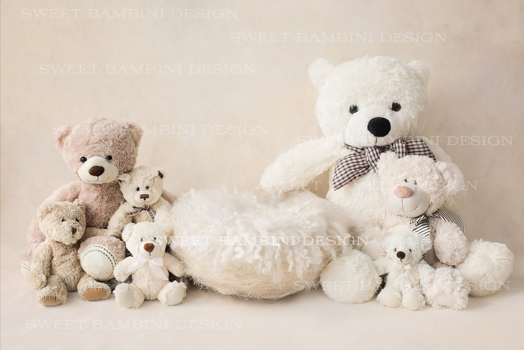 Newborn Digital Backdrop Cream Teddy Bears Sweet Bambini Design