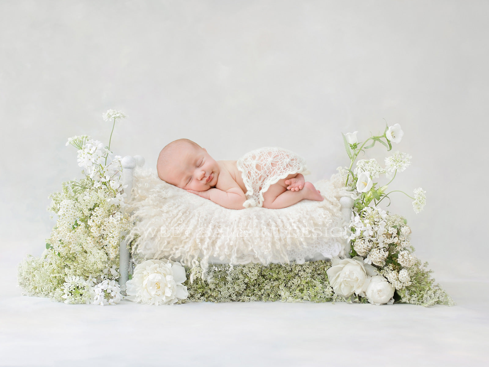 Newborn Photography Digital Backdrop for boys or girls LOVE White Nest