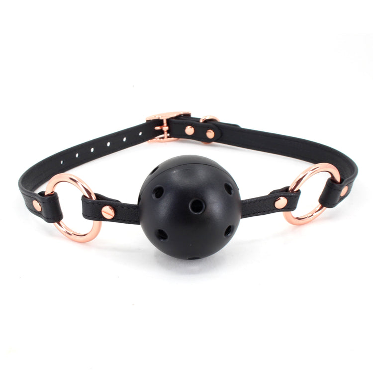 The Deluxe Ball Gag In Black Rose Gold Restrained Grace