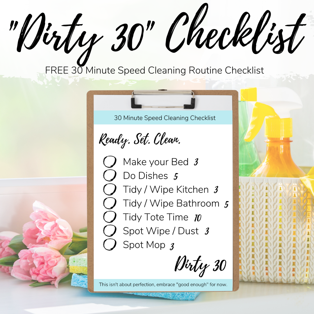 Clutter control, Speed cleaning, Speed cleaning checklist