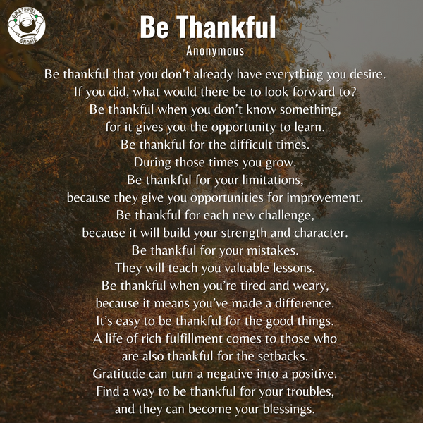 Thankful Poems - Be Thankful 