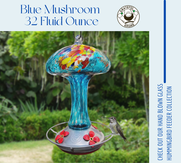 Blue Mushroom Hummingbird Feeder - 32 Fluid Ounce