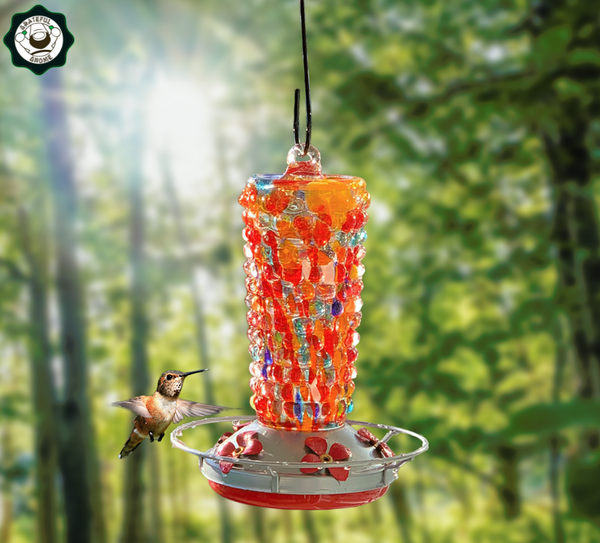 Blown Glass Hummingbird Feeders for Outdoors