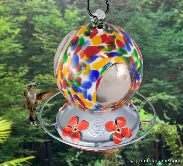 Flower Globe with Window Hummingbird Feeder