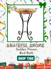 Golden Flower Bird Bath with Stand and Solar Fountain