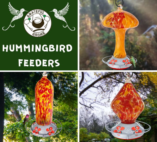 Beautiful and Unique Blown Glass Hummingbird Feeders