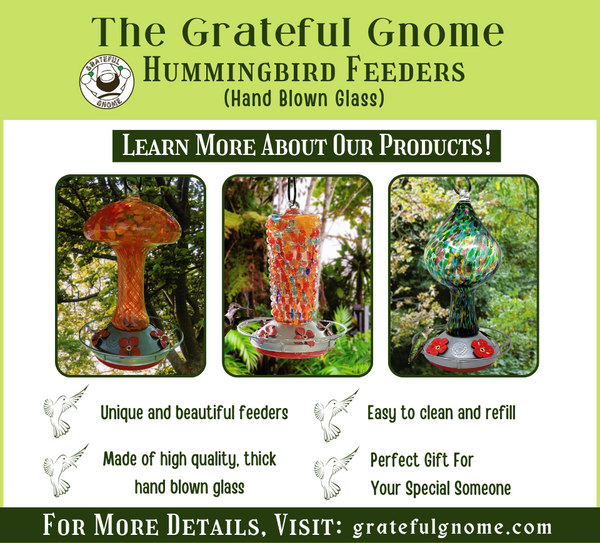 Grateful Gnome Blown Glass Hummingbird Feeders