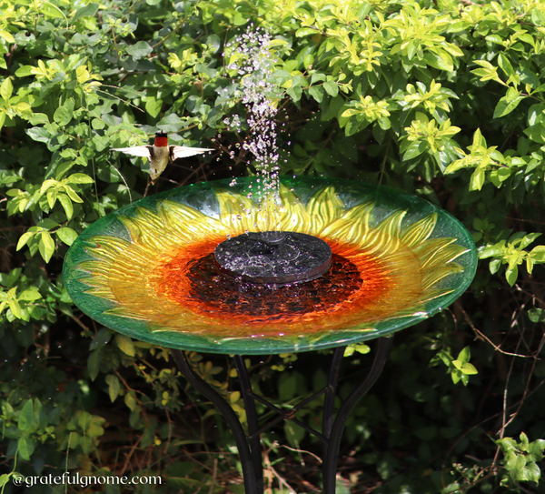 Hand Painted Glass Sunflower Bird Bath