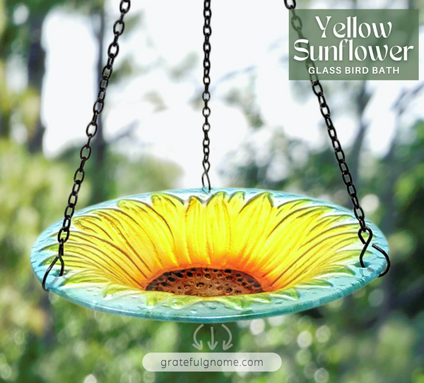 Hanging Sunflower Glass Bird Bath