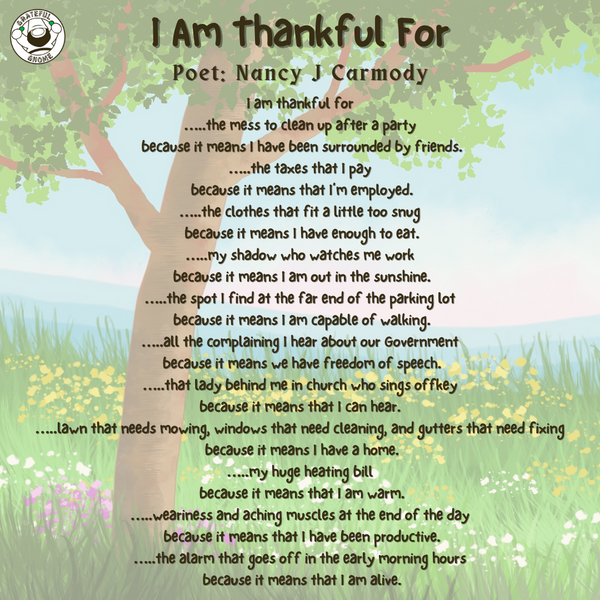 Poem of the Day - I Am Thankful For