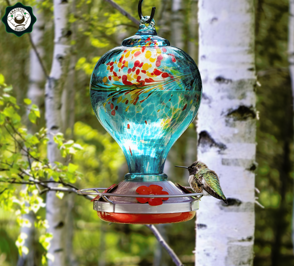 Attract Hummingbirds with Beautiful and Unique Blown Glass Hummingbird Feeders