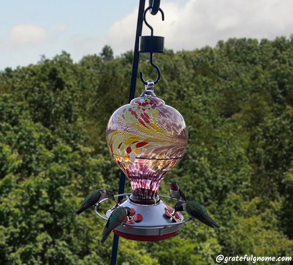 Attract Hummingbirds with Beautiful and Colorful Hand Blown Glass Hummingbird Feeders