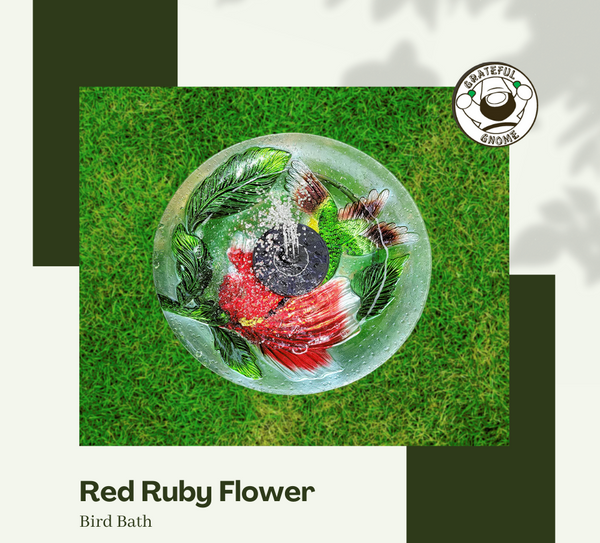 Red Ruby Flower Bird Bath