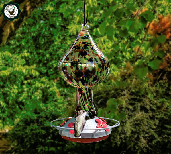 Attract Hummingbirds with a Blown Glass Hummingbird Feeder