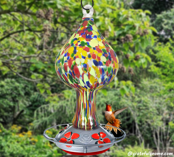 Attracting Hummingbirds with Beautiful Blown Glass Hummingbird Feeder