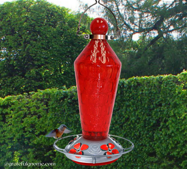 Red Wand with Metal Clamp Hanger Hummingbird Feeder
