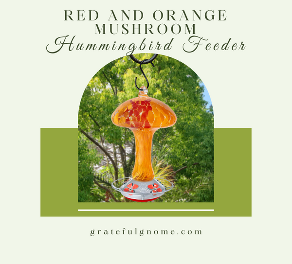 Red and Orange Mushroom Hummingbird Feeder