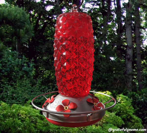 Beautiful and Unique Hand Blown Glass Hummingbird Feeder