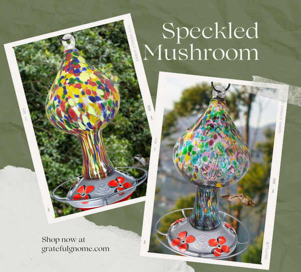 Speckled Mushroom Style Hummingbird Feeders