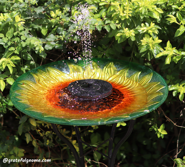 Sunflower Hand Painted Glass Bird Bath