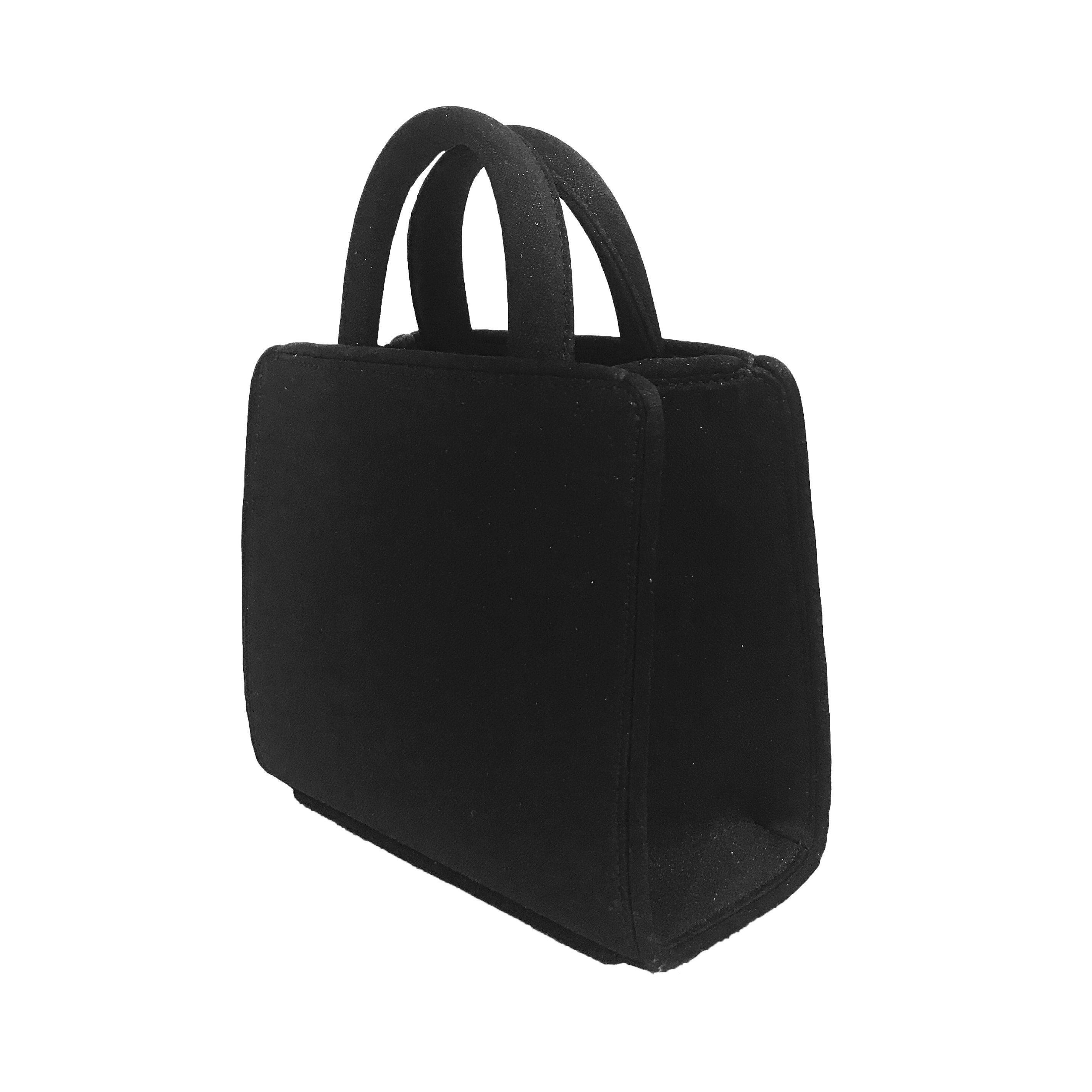 DOUBLE HANDLE MINI SATIN BLACK BAG