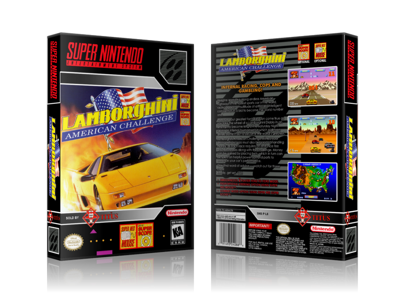 Lamborghini American Challenge Replacement Nintendo SNES Game Case Or