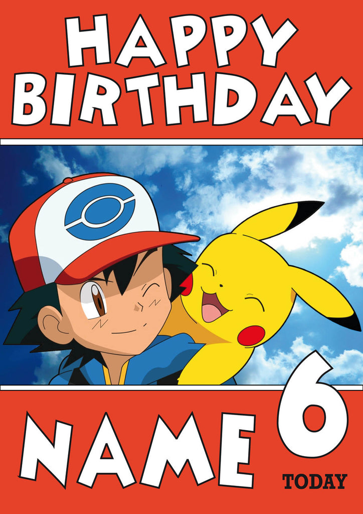THEME INSPIRED Kids Adult Personalised Birthday Card Pokemon Card Birt ...
