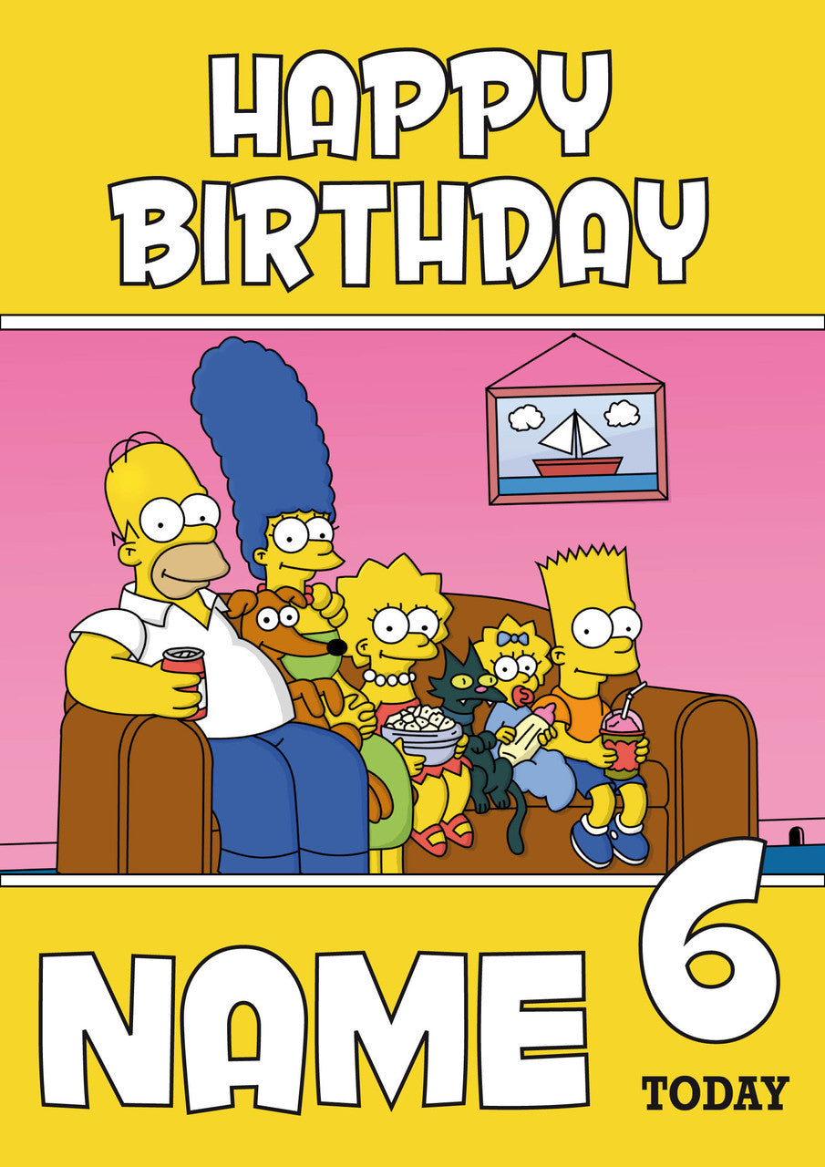 THEME INSPIRED Kids Adult Personalised Birthday Card Simpsons Birthday