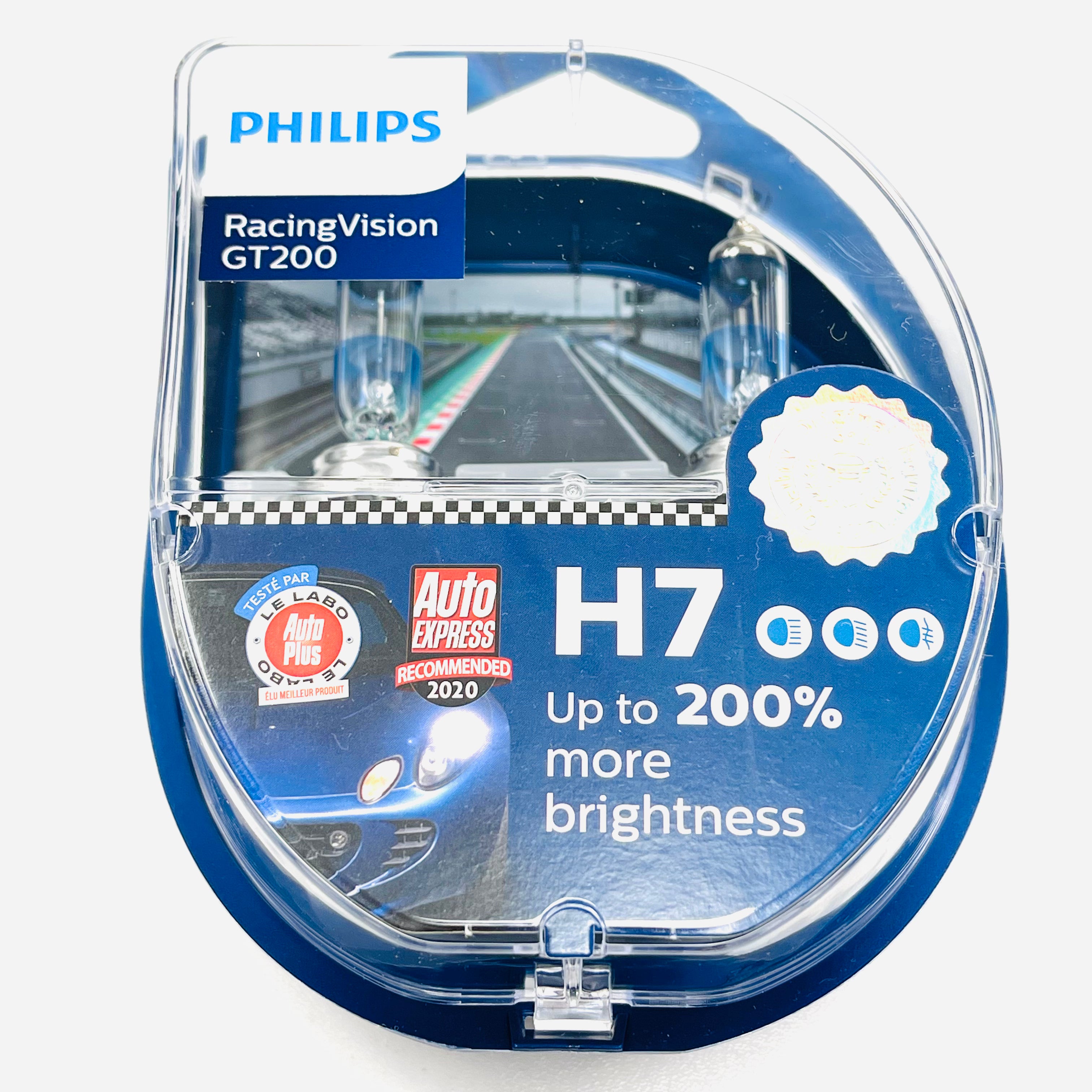 Philips RacingVision GT200 H4 car headlight bulb +200%, set of 2 White