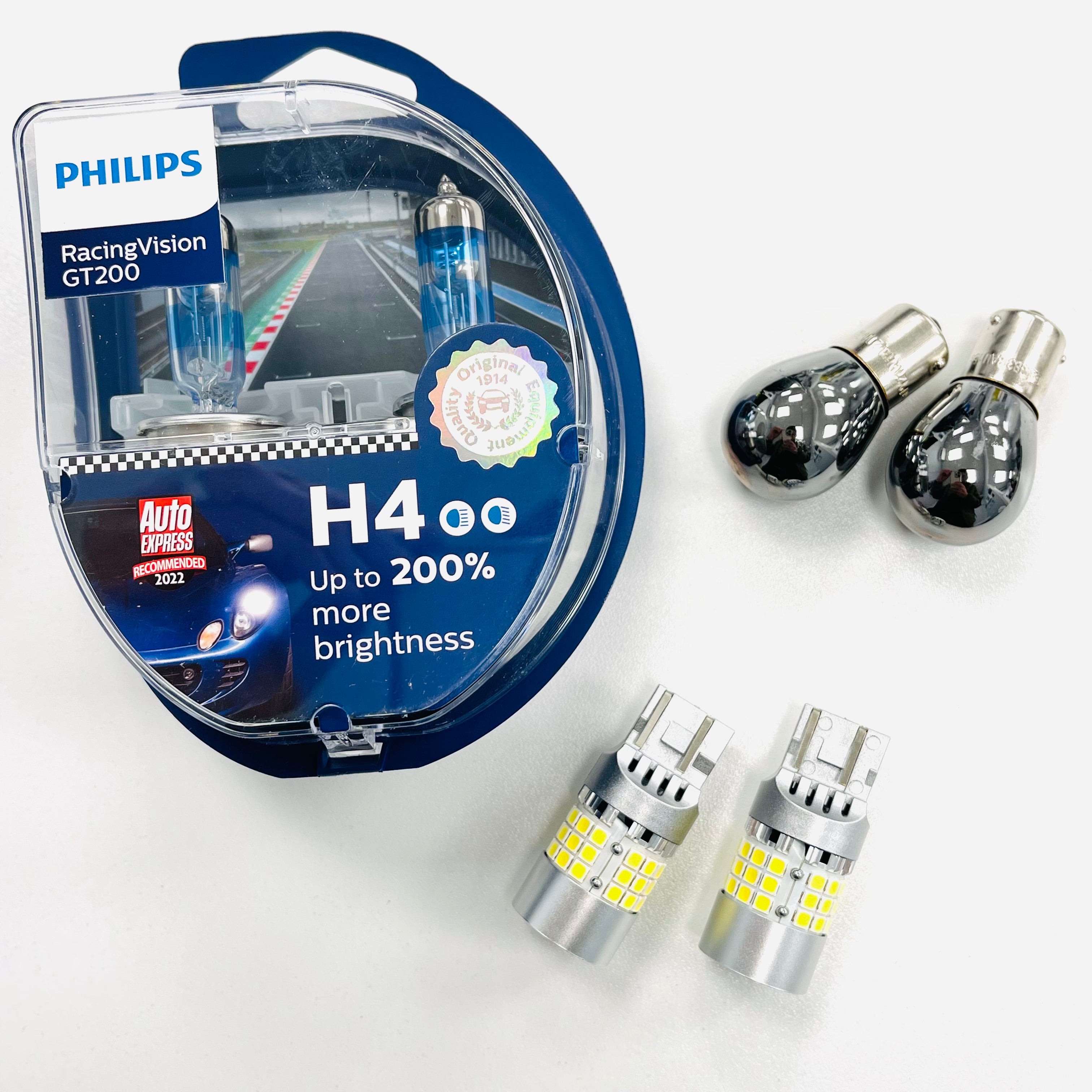 Philips Racing Vision GT200 H4 Bulbs & LED Sidelight Bulbs – Travelin-Lite