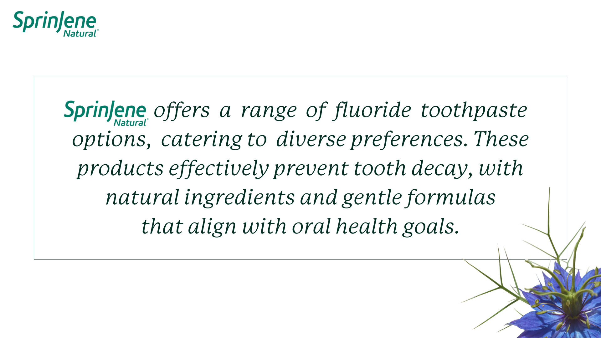 SprinJene Natural offers both fluoride-free and with fluoride toothpaste