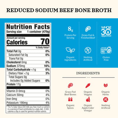 6 Pack: Reduced Sodium Beef Bone Broth