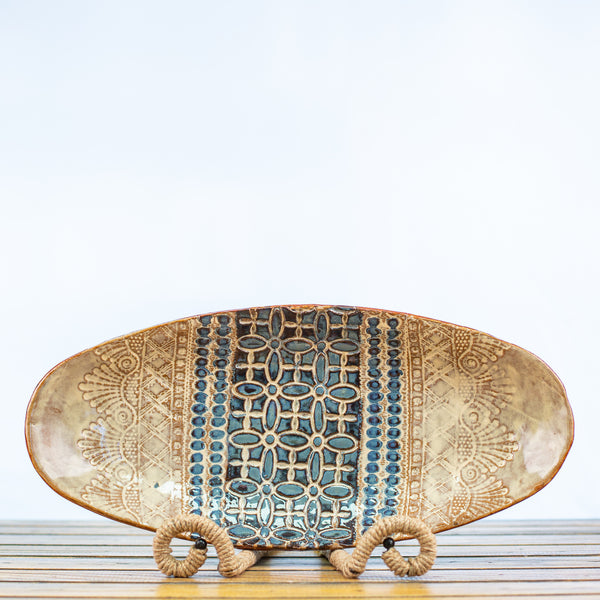 Ceramic Glazed Oblong  Bowl Lace Design  The Brookwood 