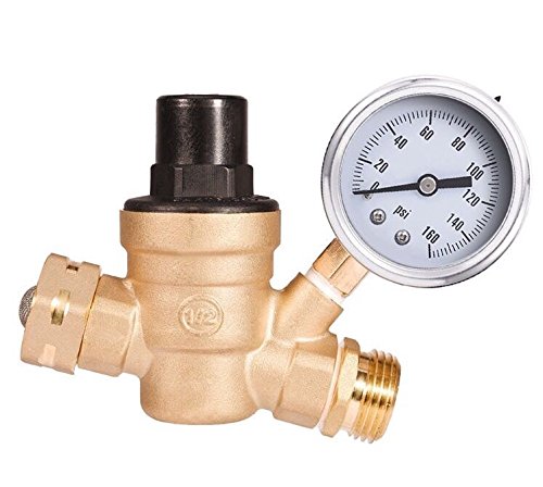 Water Pressure Regulator Valve Lead-free Brass Adjustable Water Pressure  Regulator Reducer With 0-160psi Gauge And Inlet Screened Filter For Rv  Travel